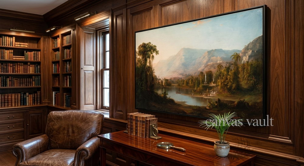 An Idealized Paradise: Panoramic Landscape with Lake and Palatial Gardens